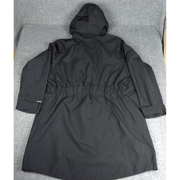 North Face DryVent Trench Rain Jacket Women XXL Black Hooded Elasticized Back - Picture 14 of 16